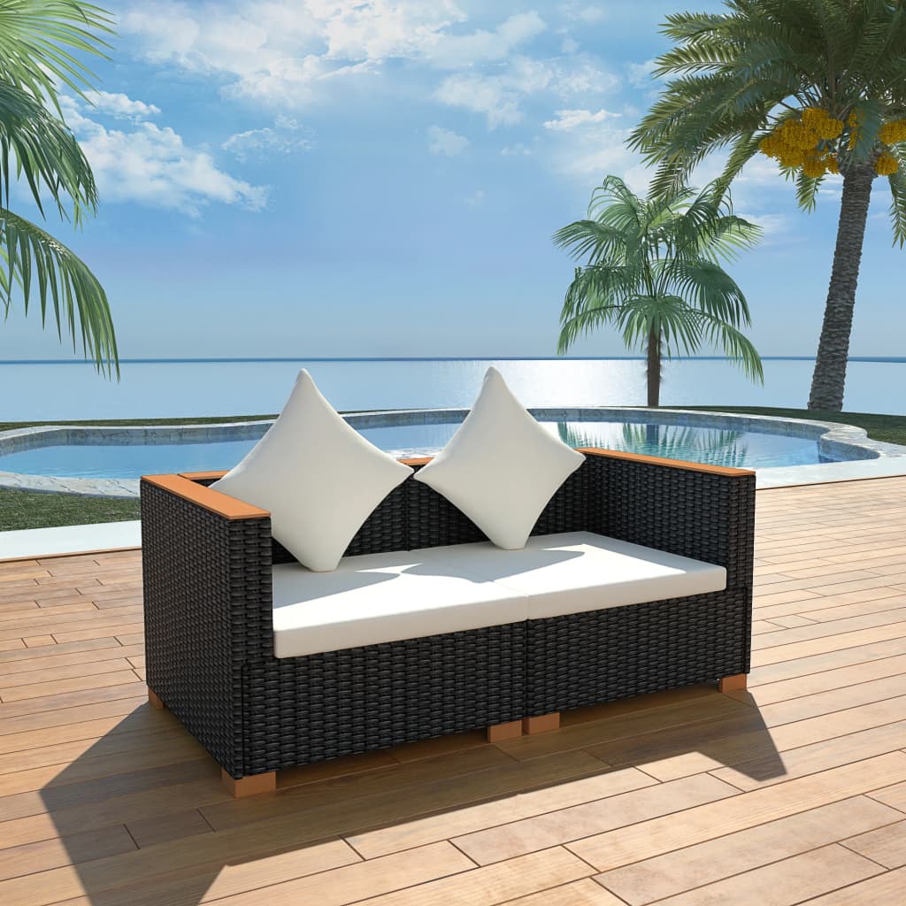 Vidaxl tuinbank poly rattan zwart