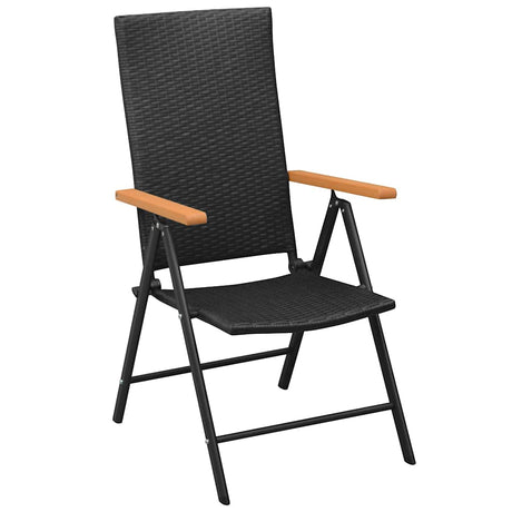 Vidaxl stapelbare klapstoelen (2 stuks) van zwart polyrotan