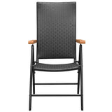Vidaxl stapelbare klapstoelen (2 stuks) van zwart polyrotan