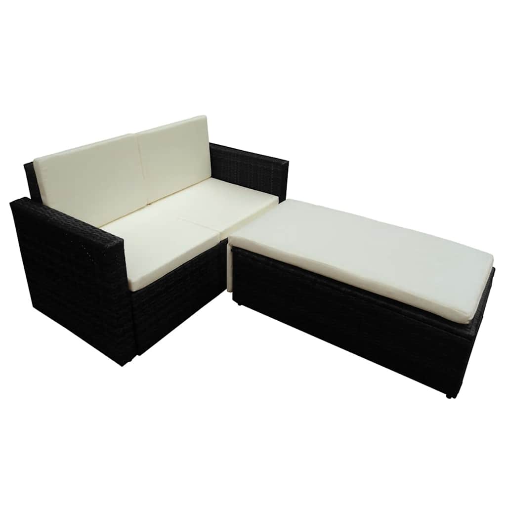 Vidaxl 2-delige loungeset met kussens poly rattan zwart