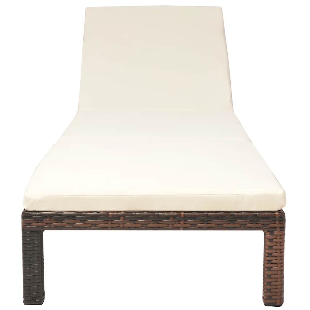 Vidaxl ligbed met kussen poly rattan bruin