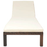 Vidaxl ligbed met kussen poly rattan bruin