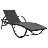 Vidaxl ligbed met kussen poly rattan zwart