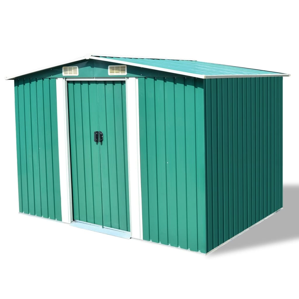 VIDAXL GARDEN SHED 257X205X178 cm verde metallico