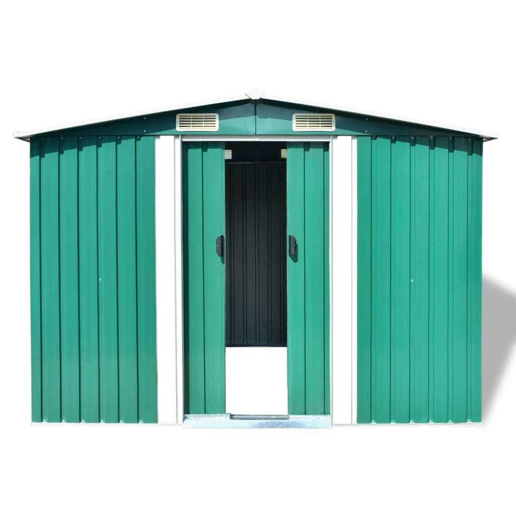 VIDAXL GARDEN SHED 257X205X178 cm verde metallico