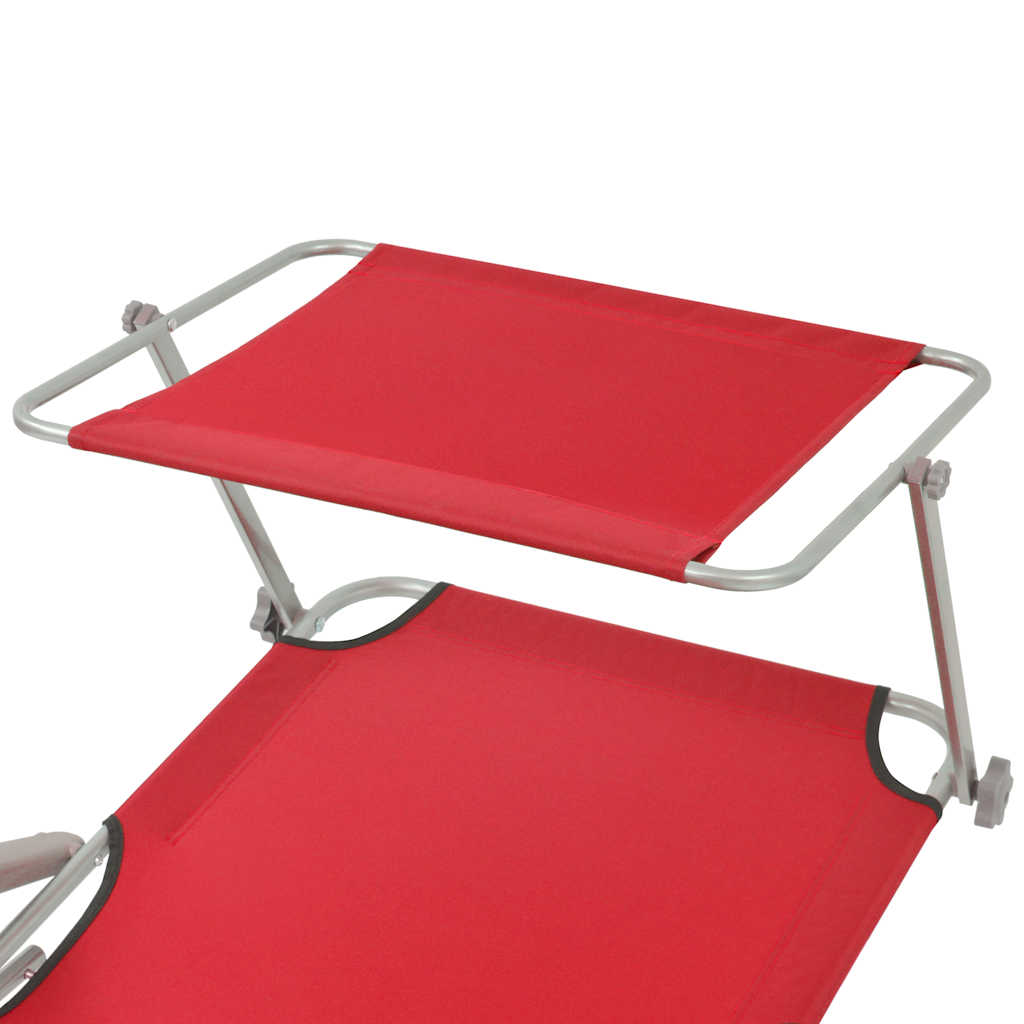 Vidaxl ligbed met luifel staal rood