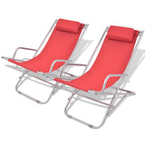 Vidaxl terrasstoelen verstelbaar 2 st staal rood