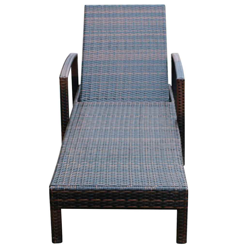 Vidaxl ligbed met kussen poly rattan bruin