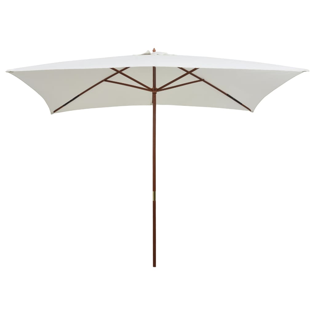 Vidaxl Parasol mit Holzstange 200x300 cm Creme Weiß