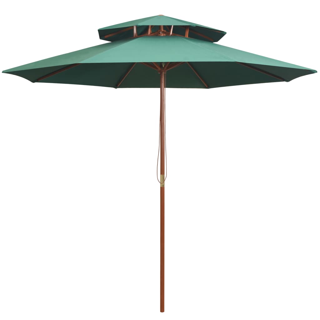 Vidaxl Double Decker Parasol 270x270 cm Træpolegrøn