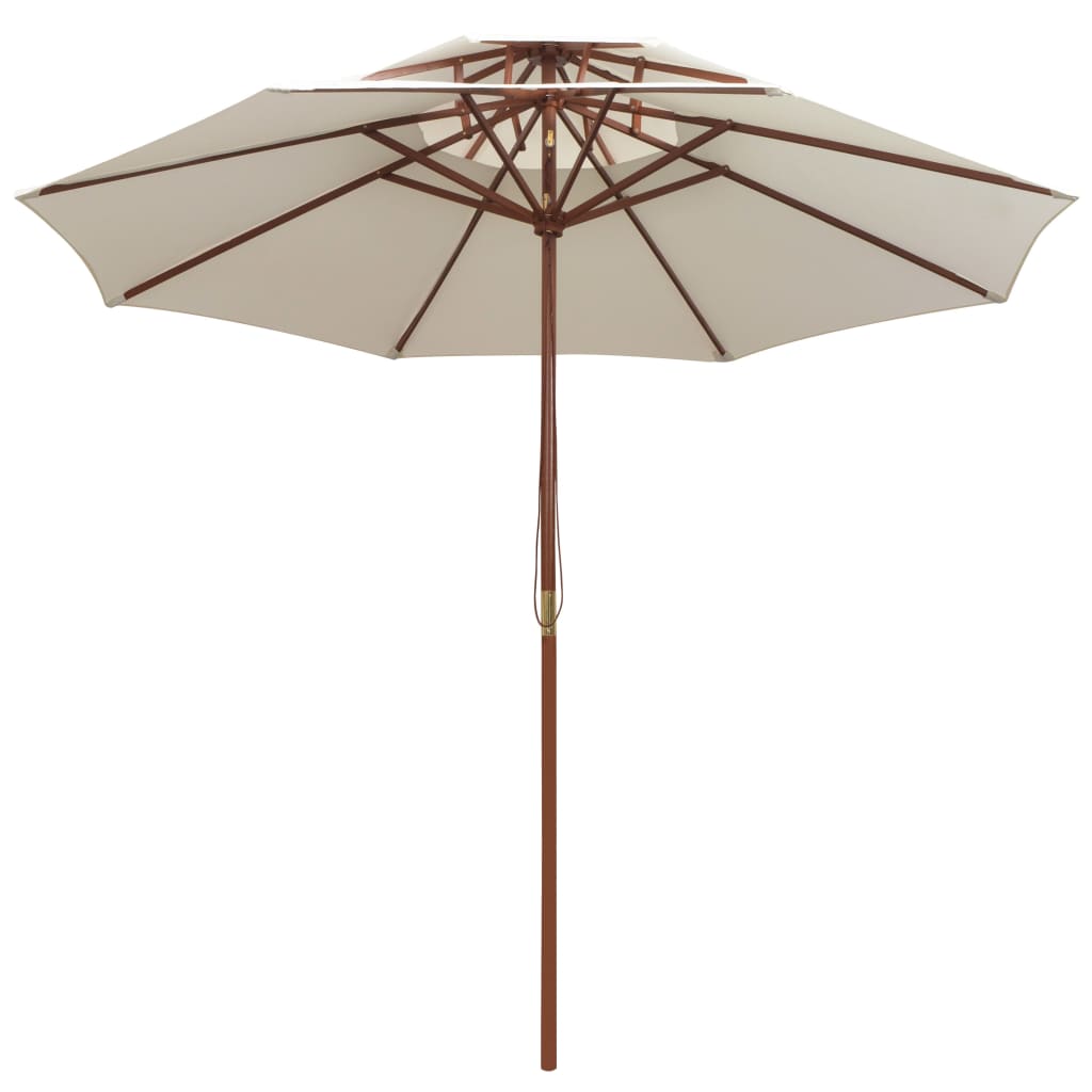 Vidaxl Double Decker Parasol 270x270 cm Træstang fløde hvid