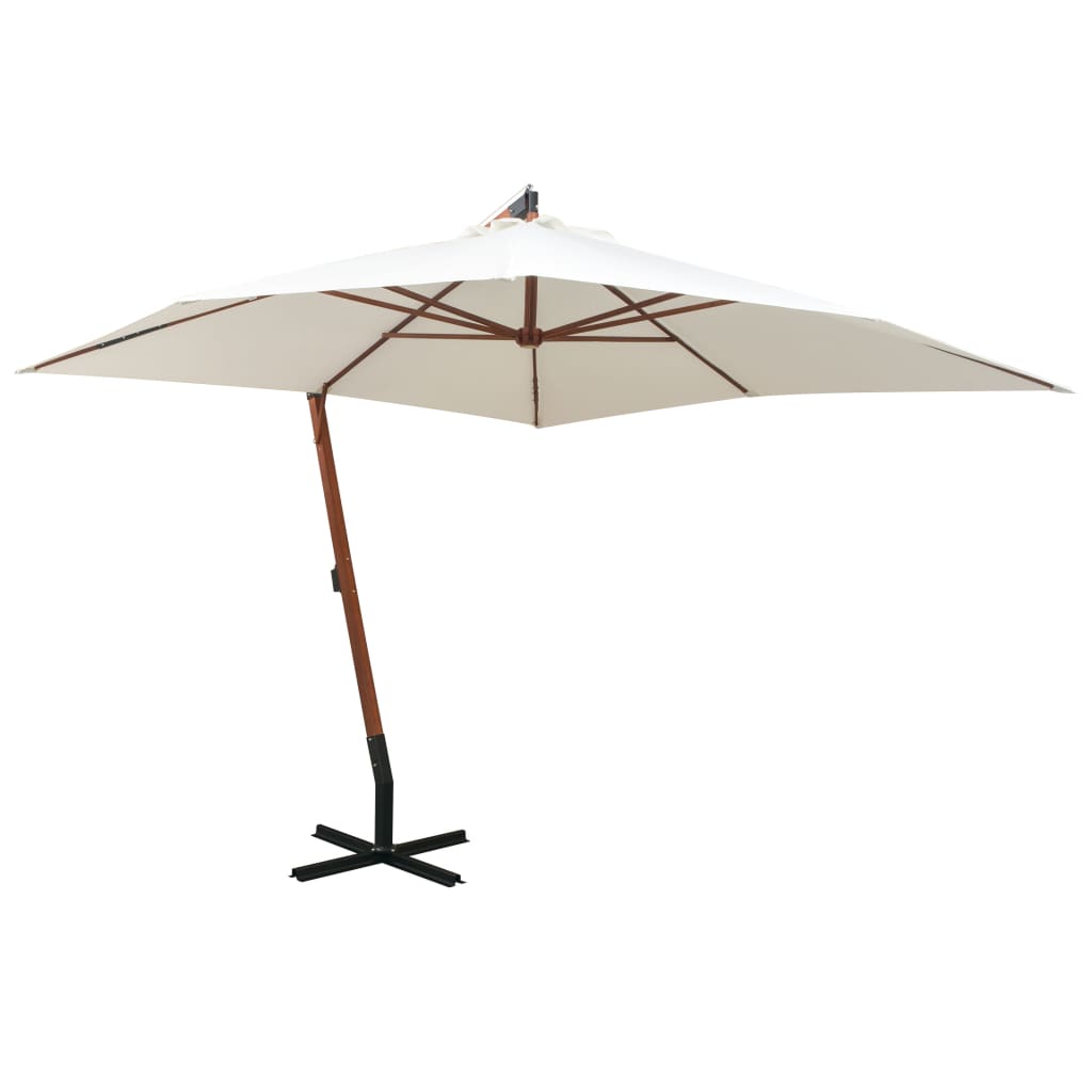 Vidaxl flytende parasol med trepol 300x300 cm hvit