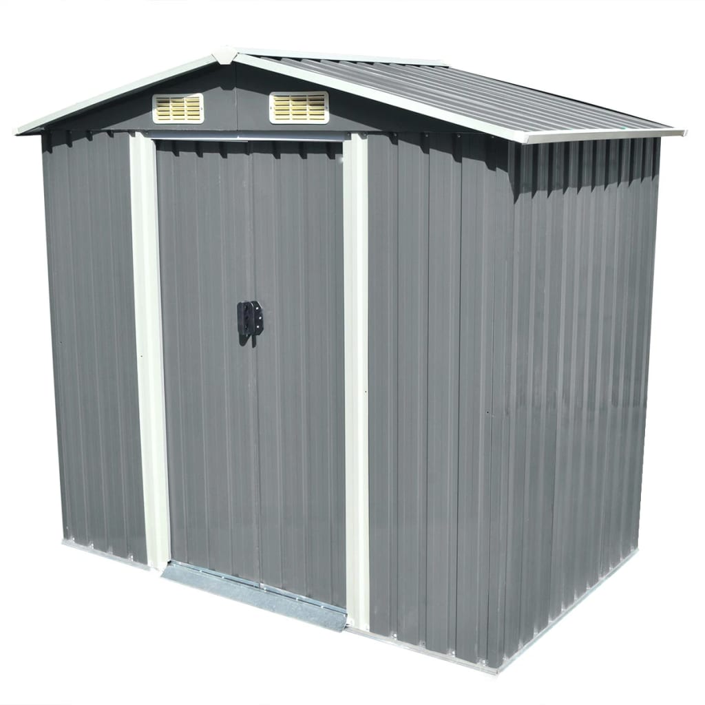 VIDAXL GARDEN SHED 204x132x186 cm grigio metallico