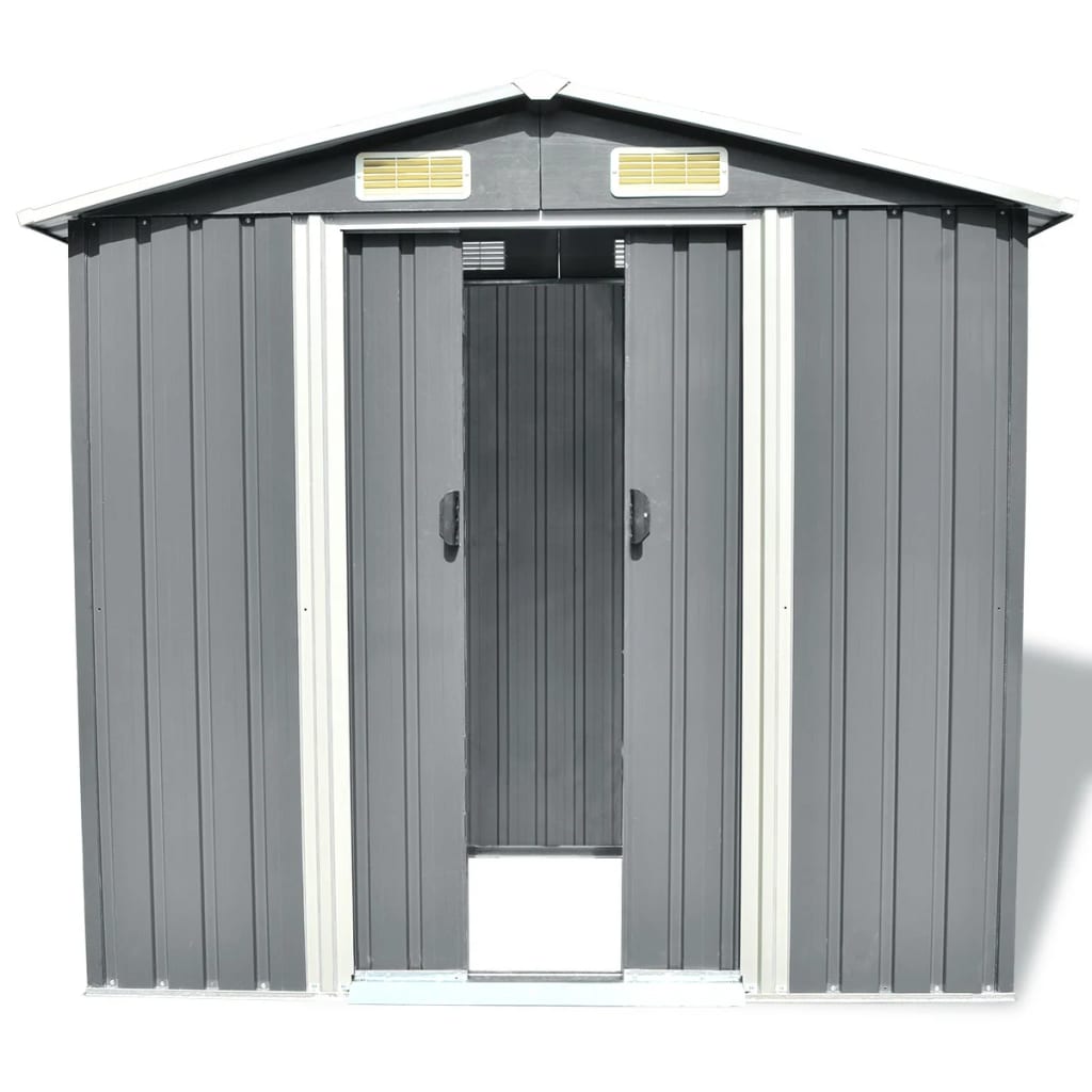 VIDAXL GARDEN SHED 204x132x186 cm grigio metallico