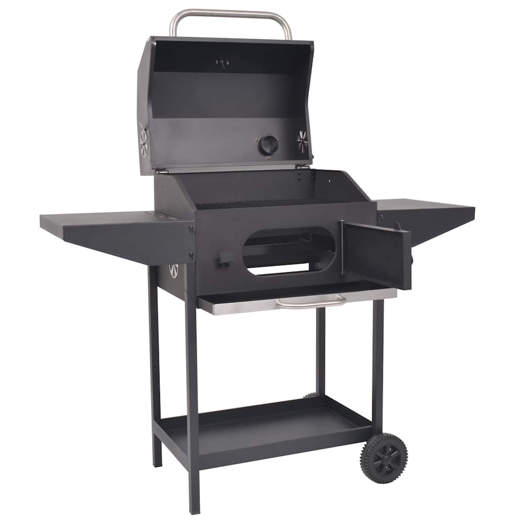 Vidaxl charcoal barbecue with underplank black