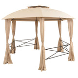 Vidaxl Garden Pavilion avec rideaux Hexagonal 360x265 cm