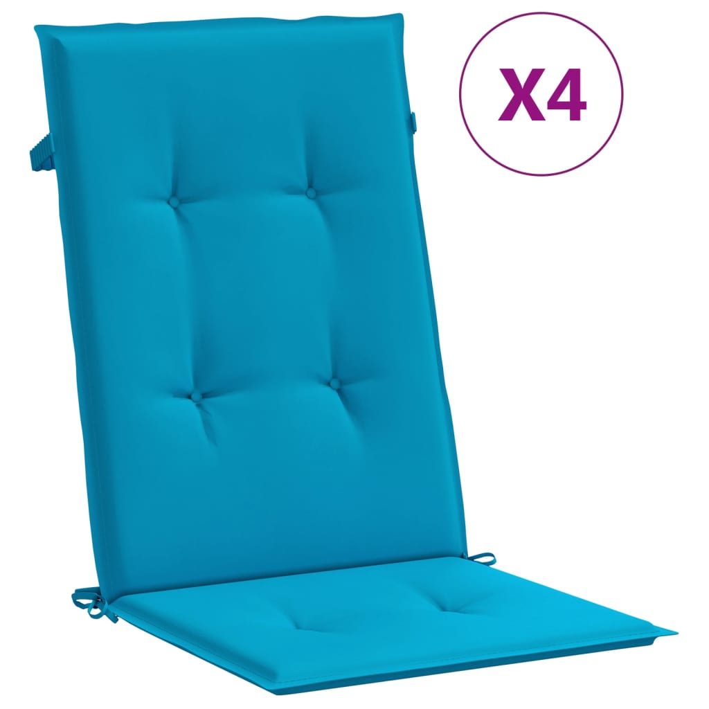 Coussins de chaise de jardin vidaxl 4 ST High arrière 120x50x3 cm tissu bleu