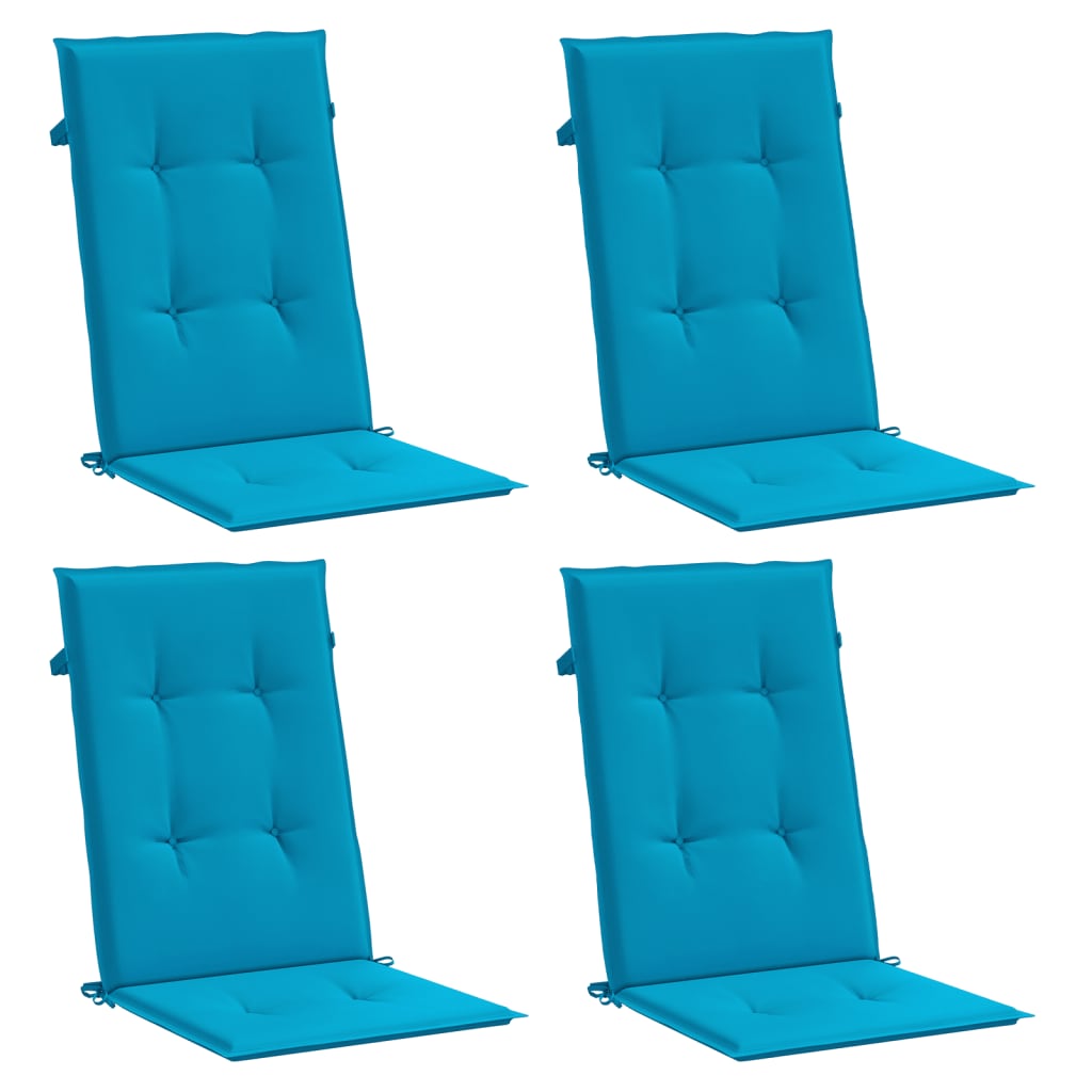 Coussins de chaise de jardin vidaxl 4 ST High arrière 120x50x3 cm tissu bleu