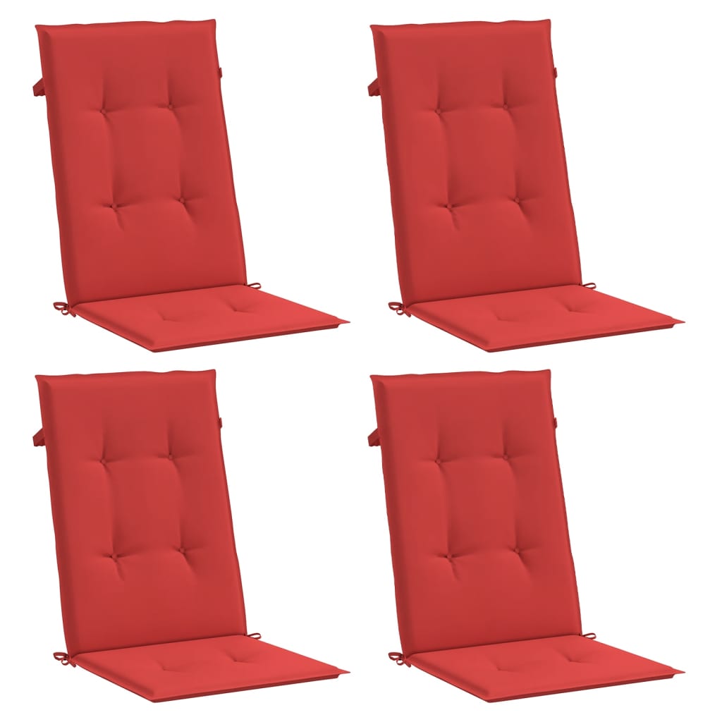 Coussins de chaise de jardin vidaxl 4 ST High arrière 120x50x3 cm Red