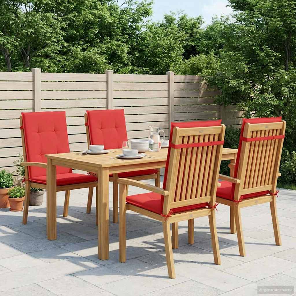 Vidaxl tuinstoelkussens 4 st hoge rug 120x50x3 cm stof rood