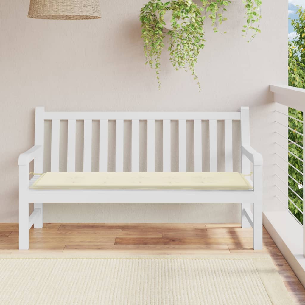 Vidaxl Garden Banch Cushion 150x50x3 cm Crema di tessuto Oxford -Collorato