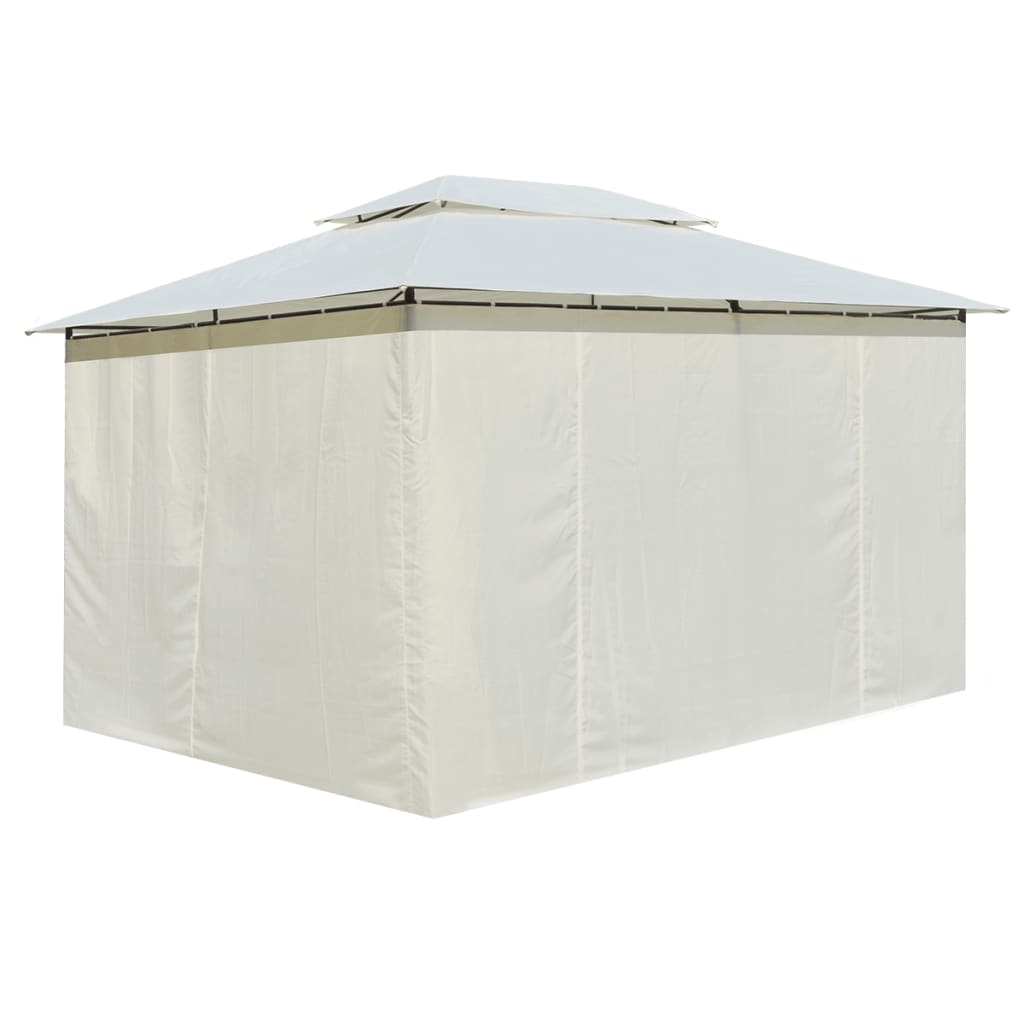 Vidaxl Garden Pavilion avec rideaux 4x3 m blanc