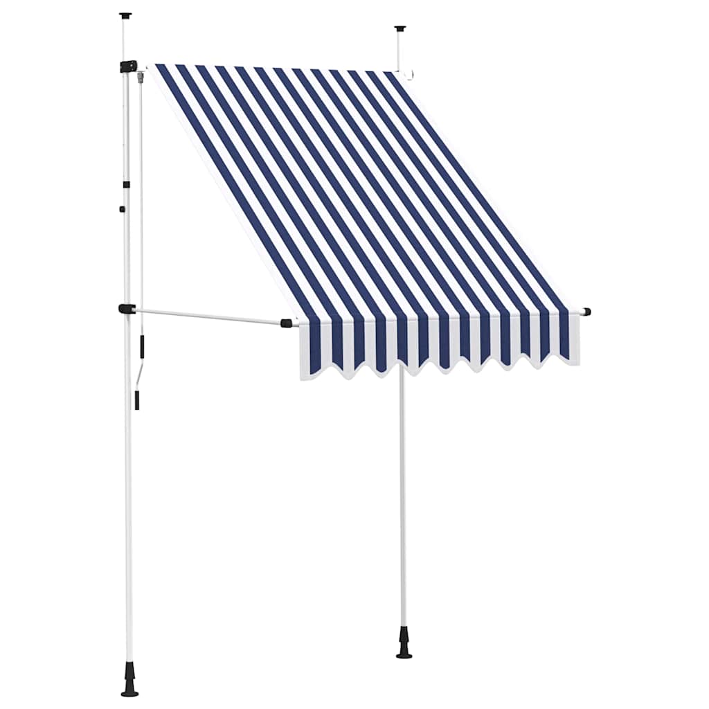 Vidaxl luifel handmatig uittrekbaar 150 cm blauw en witte strepen