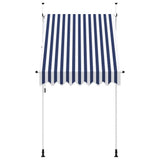 Vidaxl luifel handmatig uittrekbaar 150 cm blauw en witte strepen