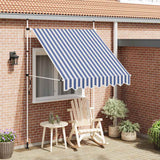 Vidaxl luifel handmatig uittrekbaar 200 cm blauw en witte strepen