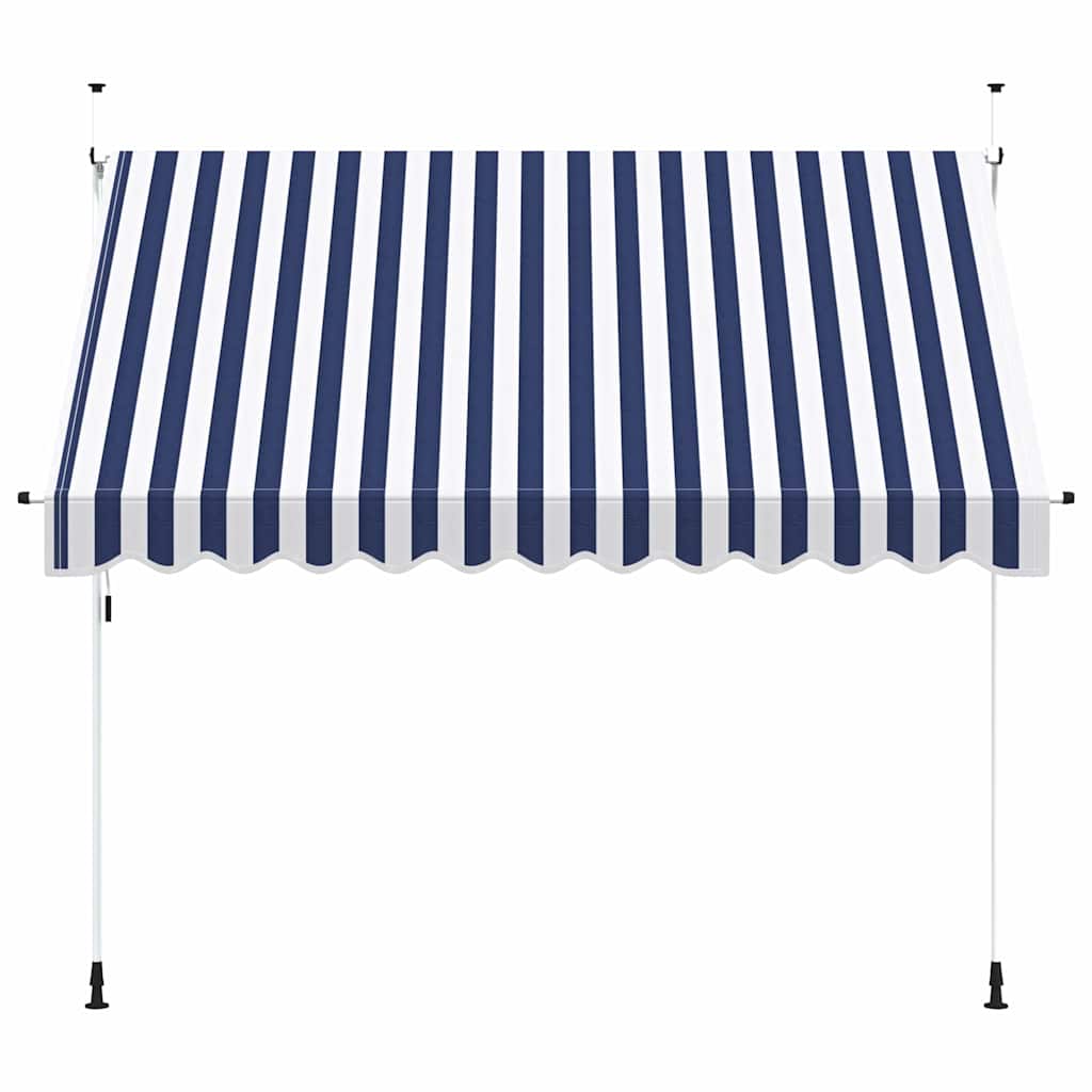 Vidaxl luifel handmatig uittrekbaar 300 cm blauw en witte strepen