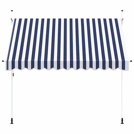 Vidaxl luifel handmatig uittrekbaar 300 cm blauw en witte strepen