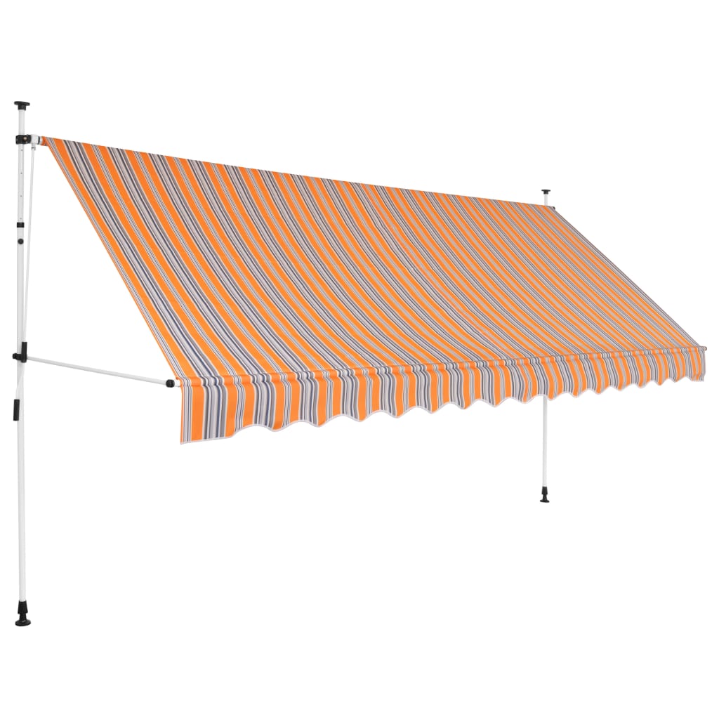 Vidaxl Luifel forlenger manuelt 350 cm gule og blå striper