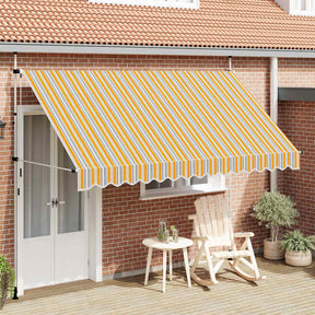 Vidaxl luifel handmatig uittrekbaar 350 cm geel en blauwe strepen