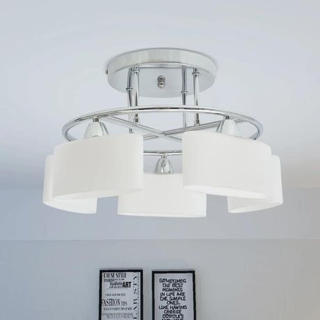 Vidaxl plafondlamp met ellipsvormige glazen kappen 5xe14 200w