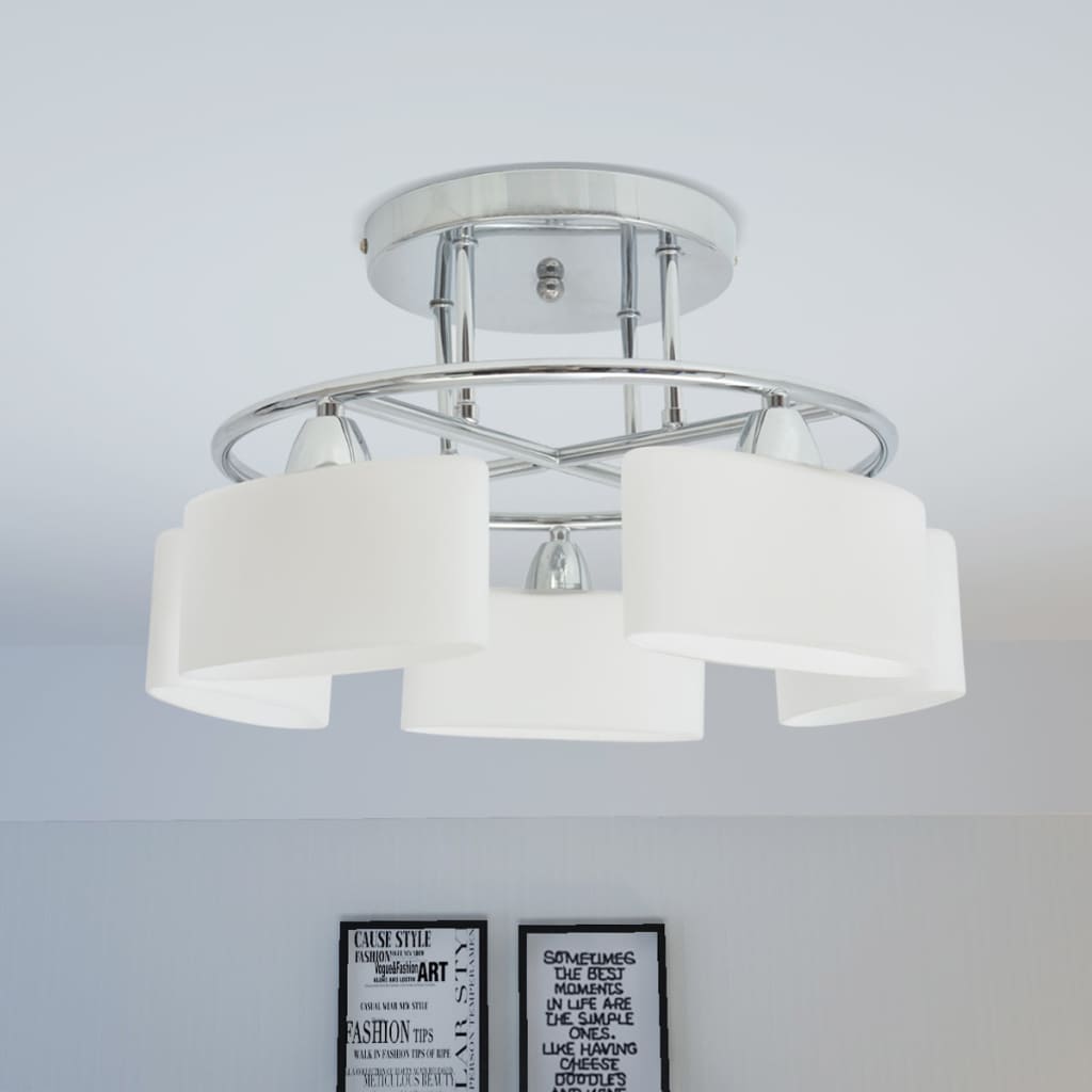 Vidaxl ceiling lamp with ellips -shaped glass hoods 5xe14 200W