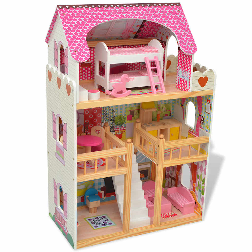 Vidaxl Poppenhuis 3 pisos 60x30x90 cm de madera