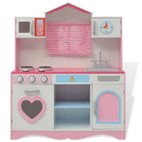 Vidaxl Toy Kitchen Pink and White 82x30x100 cm de madera