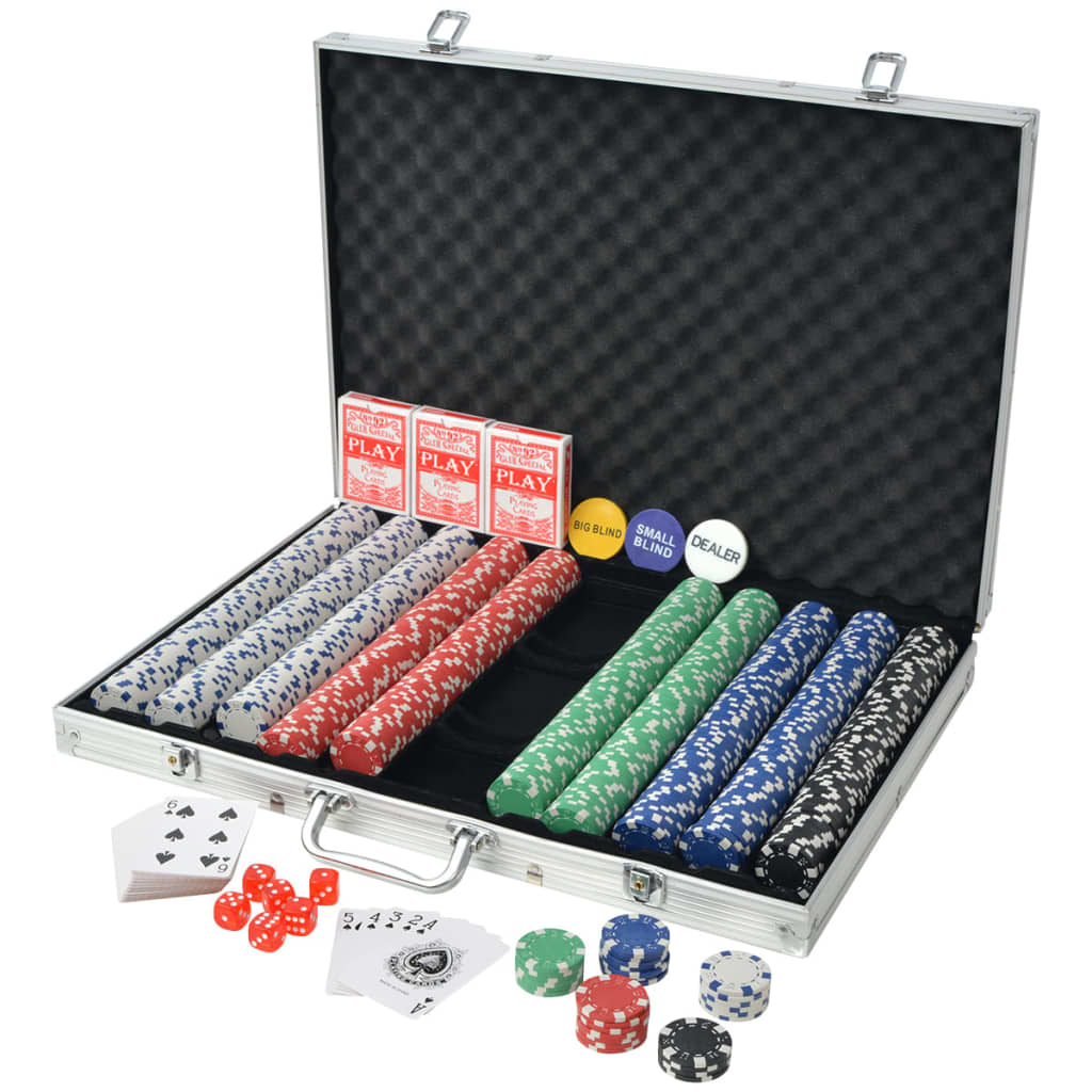 Vidaxl Poker Set z aluminijem 1000 čipov