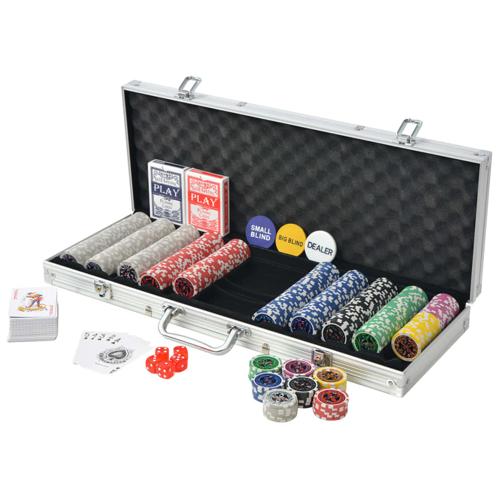 Vidaxl Poker Set s 500 čipi aluminij