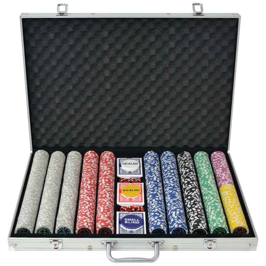 Vidaxl -Poker -Set mit 1000 Laserchips Aluminium