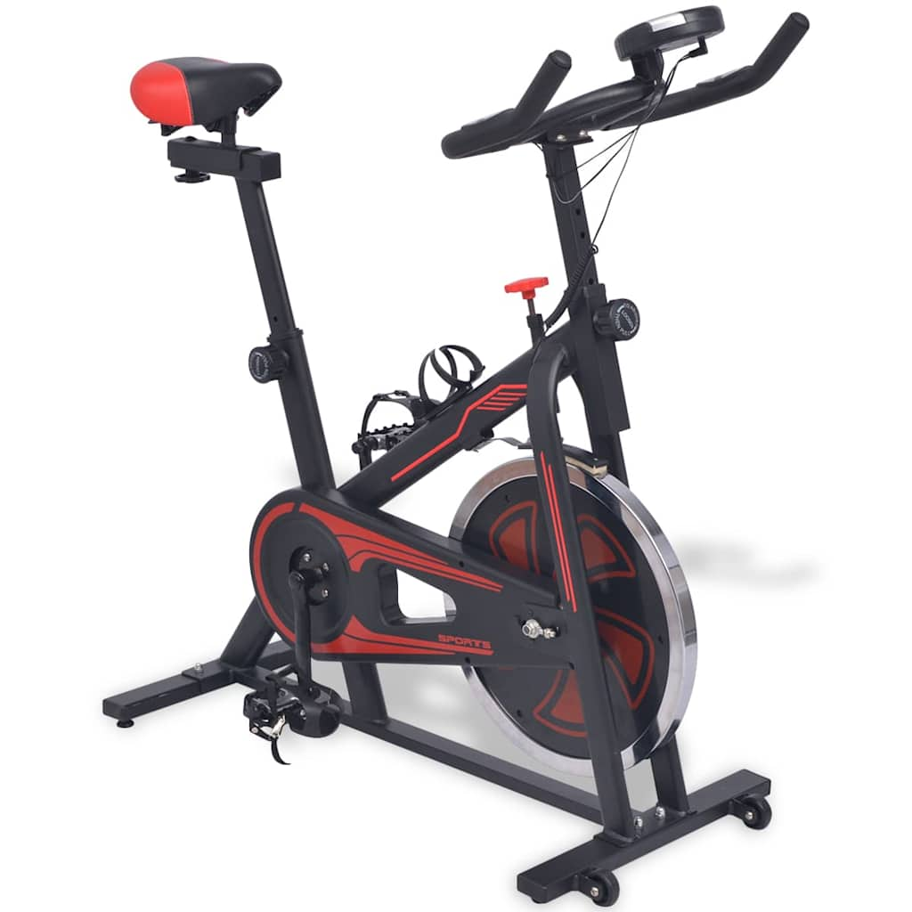 VidaXL exercise bike with heart rate sensors black and red