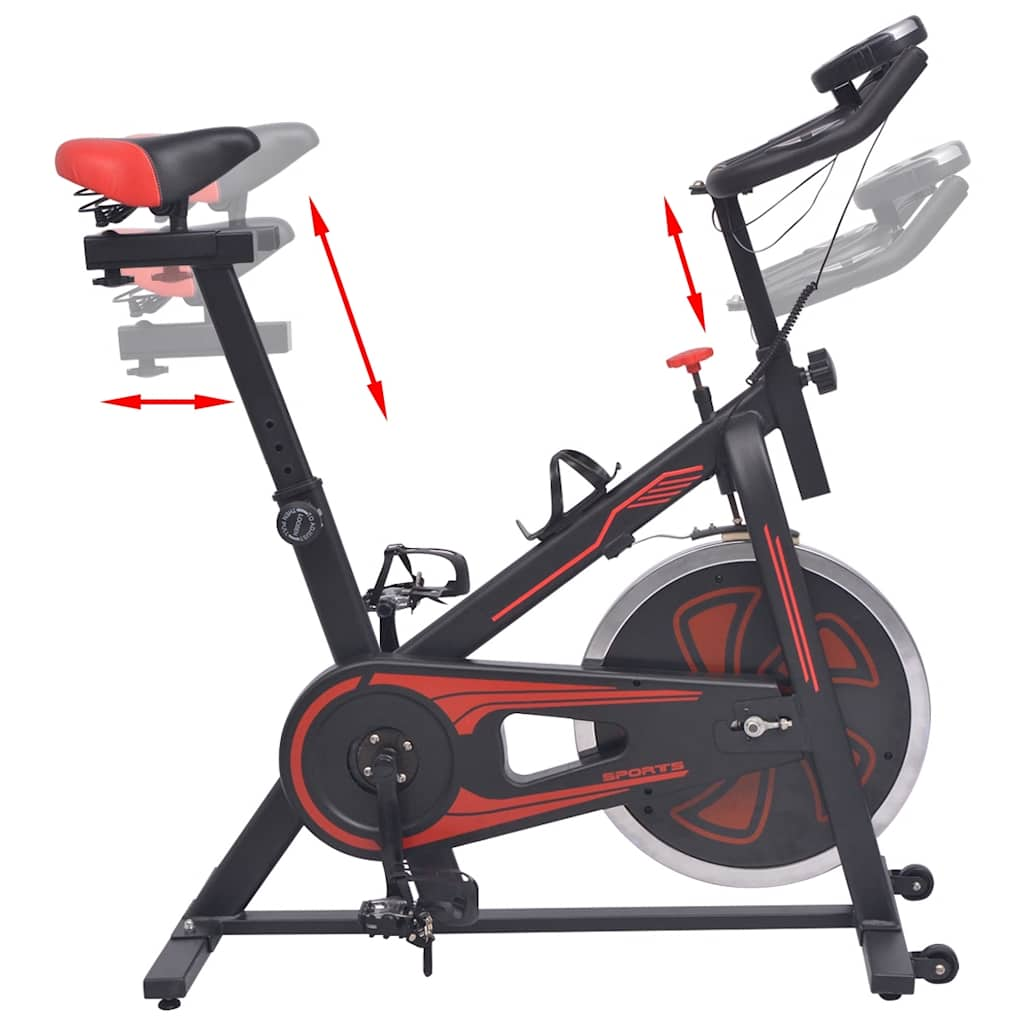 VidaXL exercise bike with heart rate sensors black and red