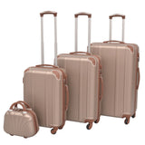 Vidaxl Hard Rolling Suitcase Set Champagne Colored 4-DLG