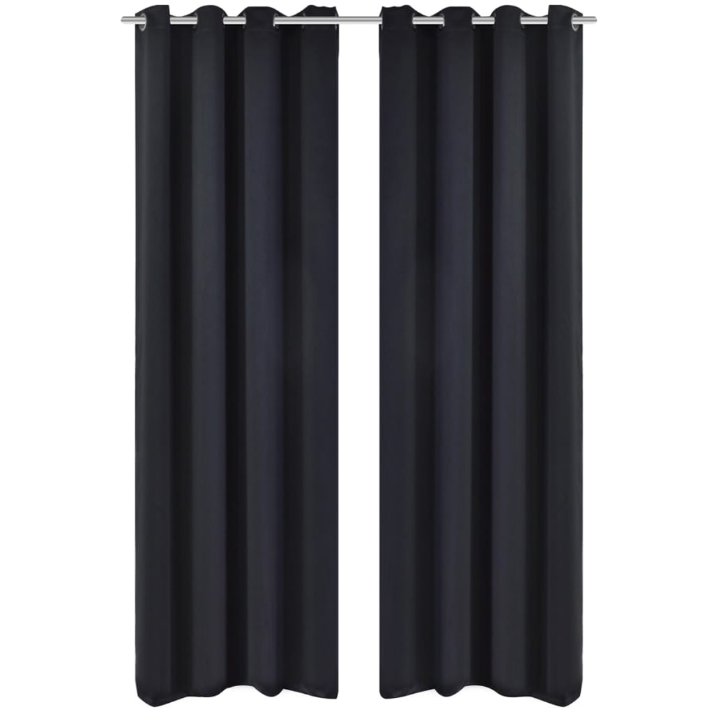 Vidaxl curtains with metal rings blackout 135x175 cm black 2 sts