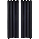 Vidaxl curtains with metal rings blackout 135x175 cm black 2 sts