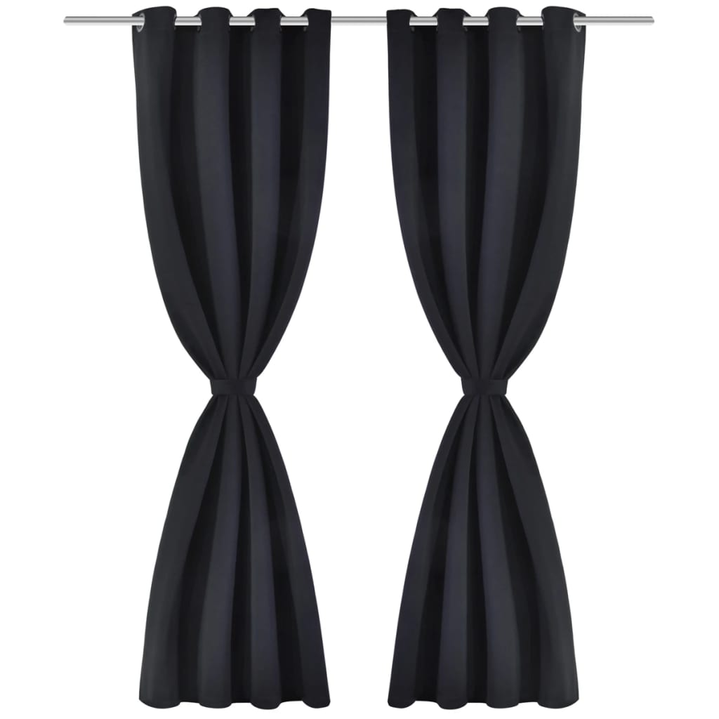 Vidaxl curtains with metal rings blackout 135x175 cm black 2 sts