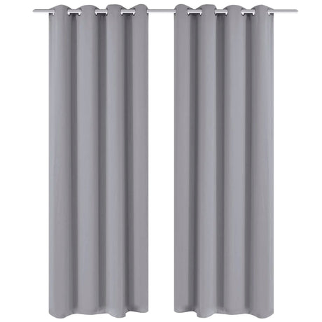 Vidaxl gordijnen met metalen ringen verduisterend 135x175 grijs 2 st