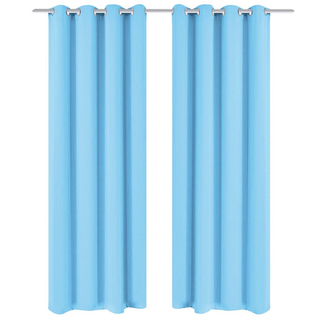 Vidaxl gordijnen met metalen ringen verduisterend 135x175 turquoise 2 st