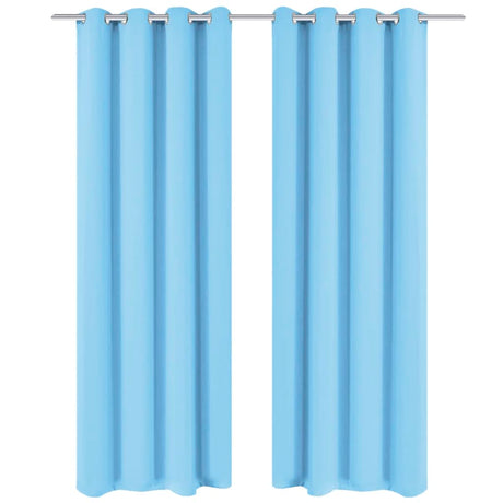 Vidaxl gordijnen met metalen ringen verduisterend 135x175 turquoise 2 st