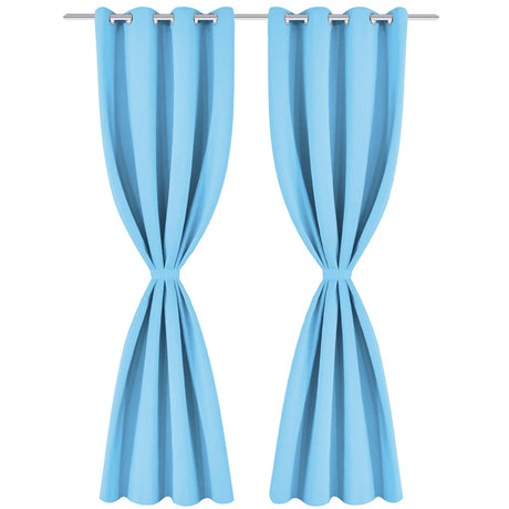 Vidaxl gordijnen met metalen ringen verduisterend 135x175 turquoise 2 st